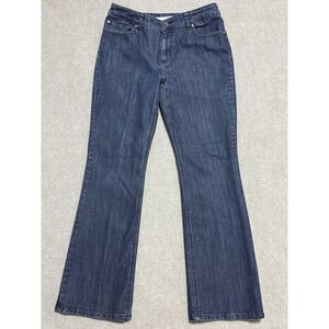 Chicos‎ Platinum Jeans Womens Size 1 Regular Blue Denim Bootcut Chain Detail